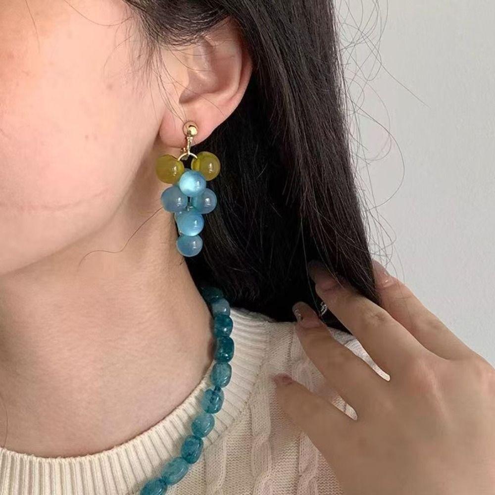 Bohemia Earrings Grape Earrings Korean Style Beads Earrings Funny Fruit Dangle Earring Gift