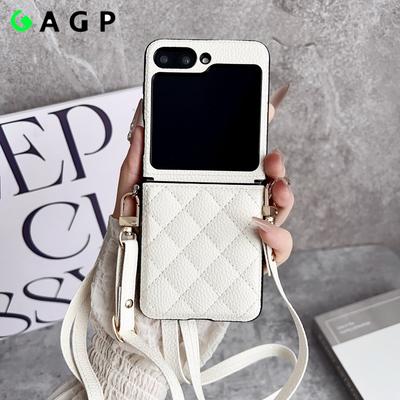 Z Flip 7 SE Case Crossbody Shoulder Lanyard Phone Case for Samsung Galaxy Z Flip 7 6 4 Flip6 Flip7 PU Leather Cover