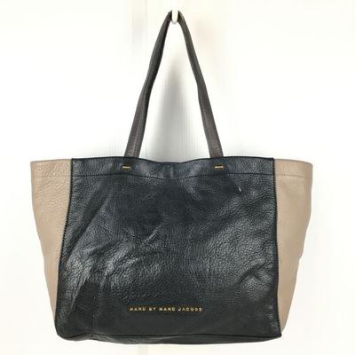 MARC BY Leather Tote Bag Black Greige Two-Tone Shoulder(USED)