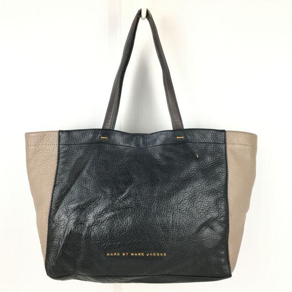 

MARC BY MARC JACOBS Leather Tote Bag Black Greige Two-Tone Shoulder(USED)