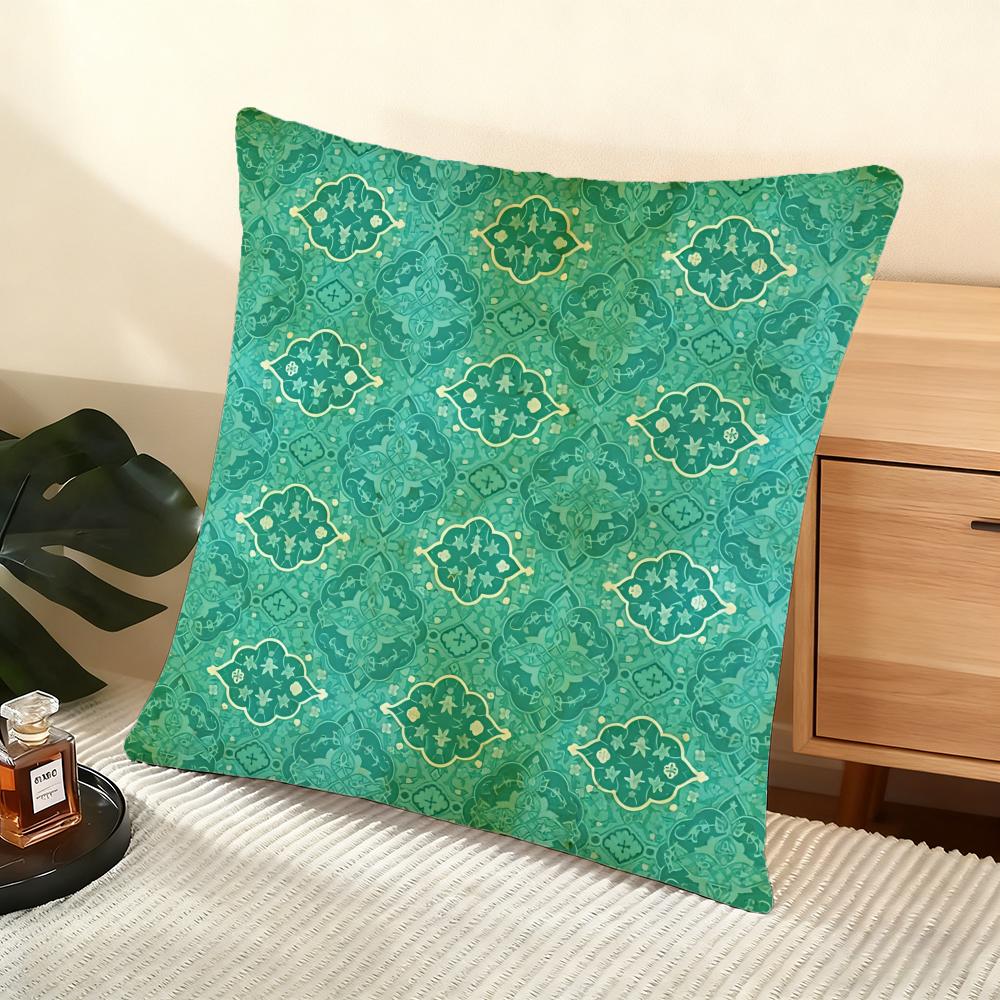 Vintage Washed Style Pattern Cushion Cover Soft Short Plush Pillow Cover Smooth Cozy Texture Aesthetic Cushion Case Home Decor