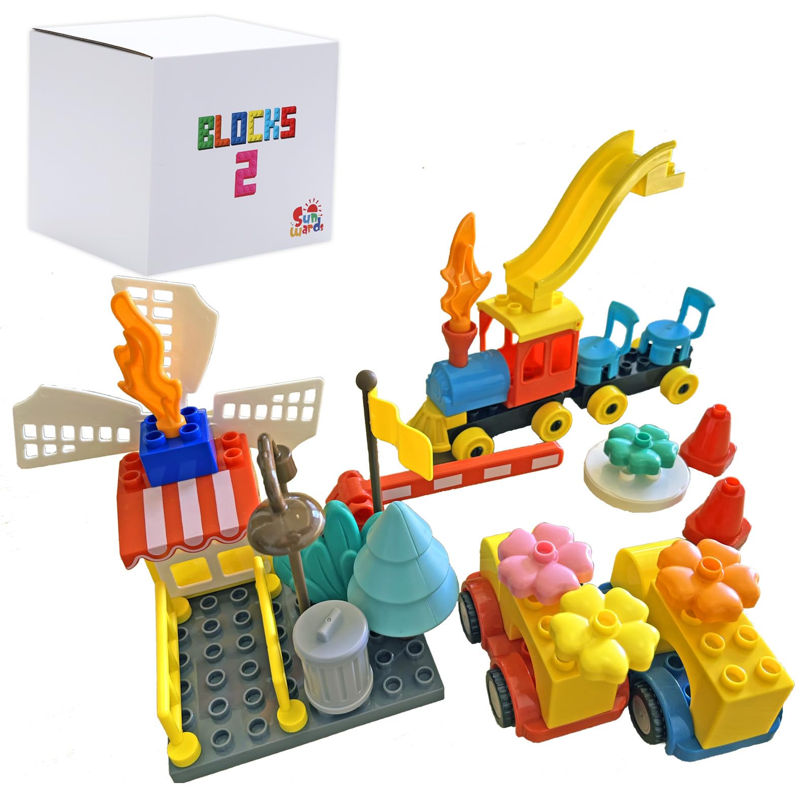 

[Purchase additional special parts] Blocks, Special Parts, 56 pieces, Blocks 2, Duplo compatible, Anpanman, Block Lab, baseplate, car, train, Sunwards