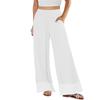 Women's Loose High-waisted Cotton And Linen Solid Color Straight-leg Flared Pocket Wide-leg Pants