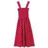Women's Summer Sleeveless Dot Dress Sexy Backless A-Line Spaghetti Strap Beach Style Dresses Camisole Off-Shoulder Folds Vestidos