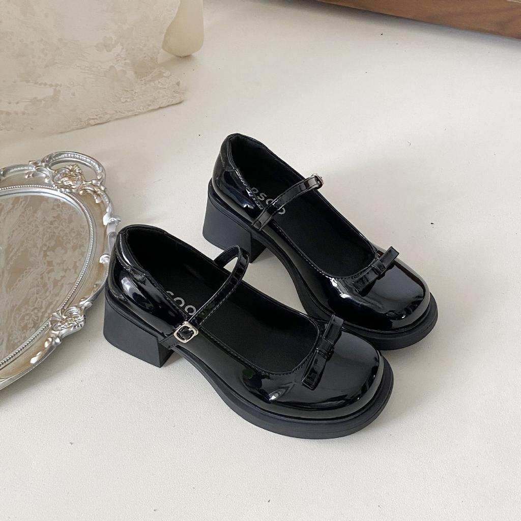 Fashion Spring Autumn Women Mary Jane Shoes Ladies Elegant Outdoor Butterfly-knot Pumps Women's Thick Heel Shoes 2025