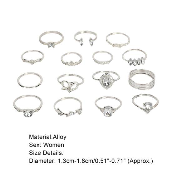 15Pcs/Set Women Bohemian Rhinestone Stackable Finger Rings Jewelry Gift for Daily Wear
