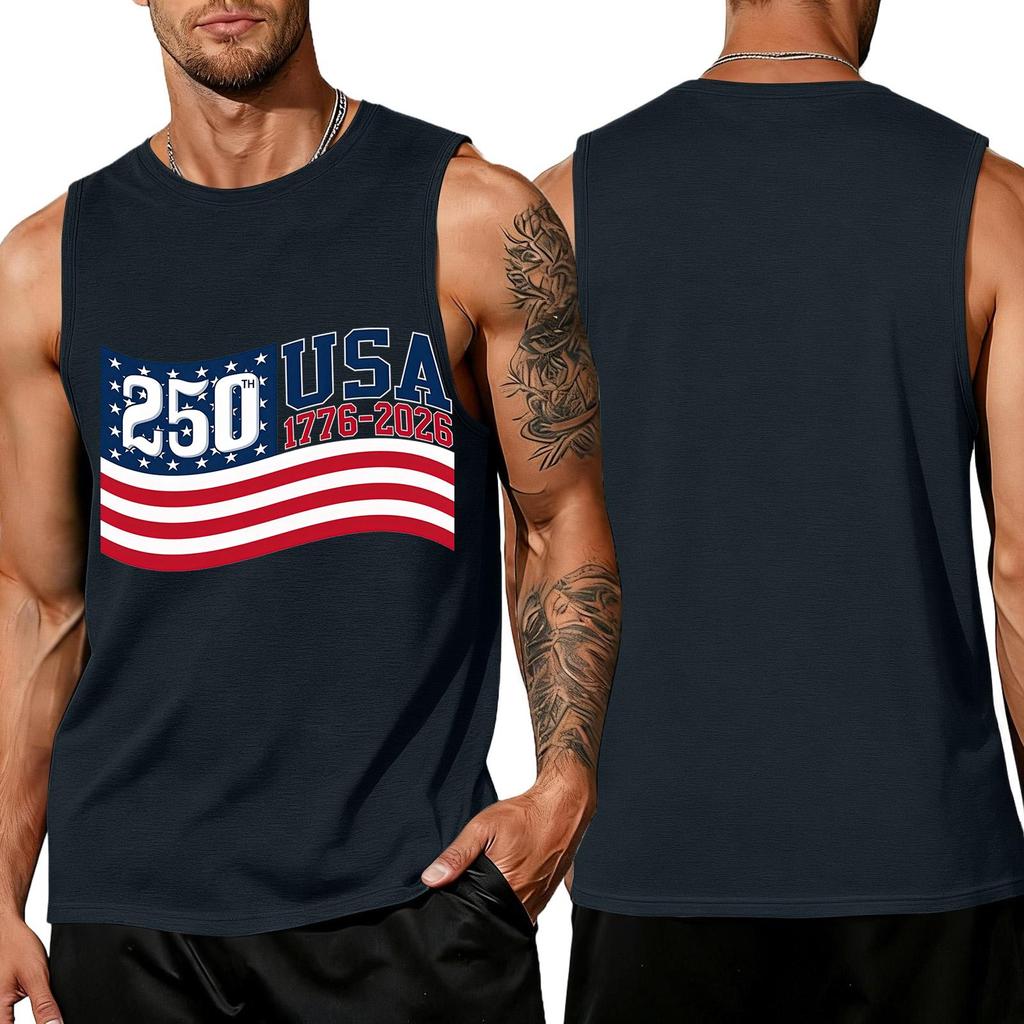 Men's Sleeveless Tank Top Loose Fit Casual Summer Daily Wear Printed Sleeveless Shirt Lightweight Breathable Fabric