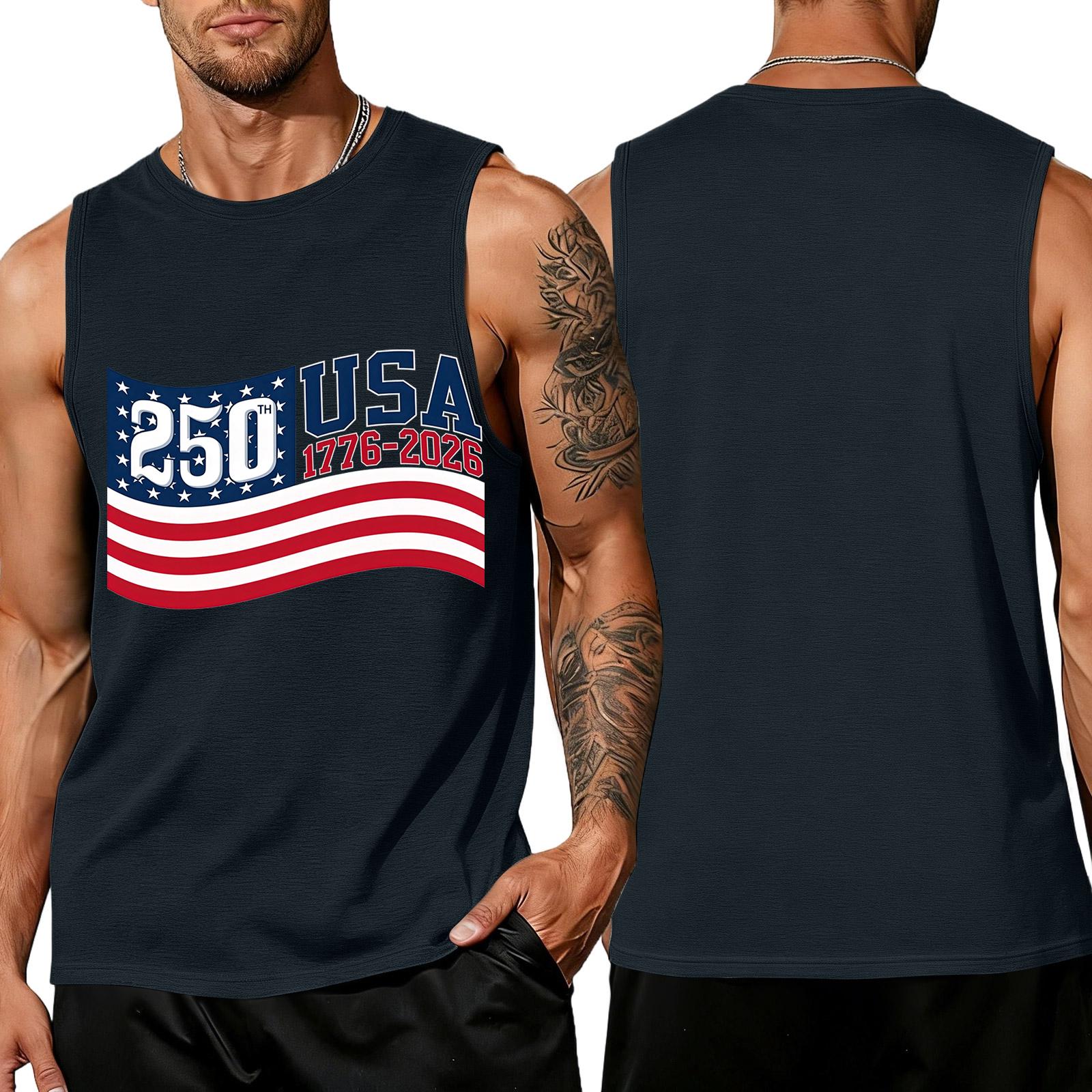 

Men s Sleeveless Tank Top Loose Fit Casual Summer Daily Wear Printed Sleeveless Shirt Lightweight Breathable Fabric XXL тёмно-синий