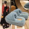 Thick-bottomed one-word fluffy slippers for women, new autumn and winter fashion home slippers for women