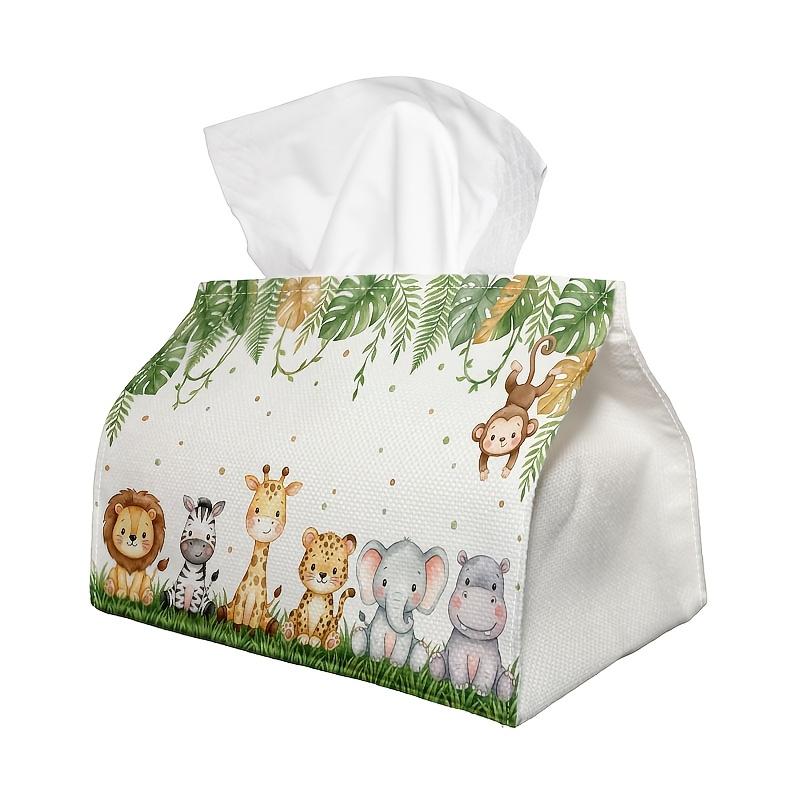 1pc Tropical Safari Tissue Box - Lion Elephant Giraffe Jungle Leaf Napkin Storage Box, Suitable for Rolls/facial Tissues/single Sheets, Multi-function