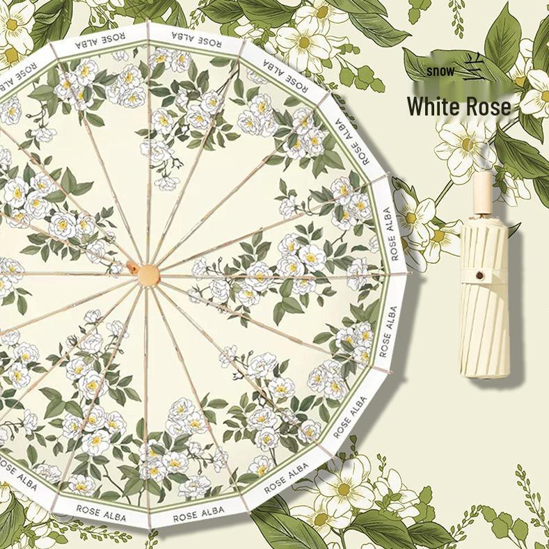 New 16-Rib Windproof UV Protection Folding Umbrella - Large Dual-Use for Sun & Rain