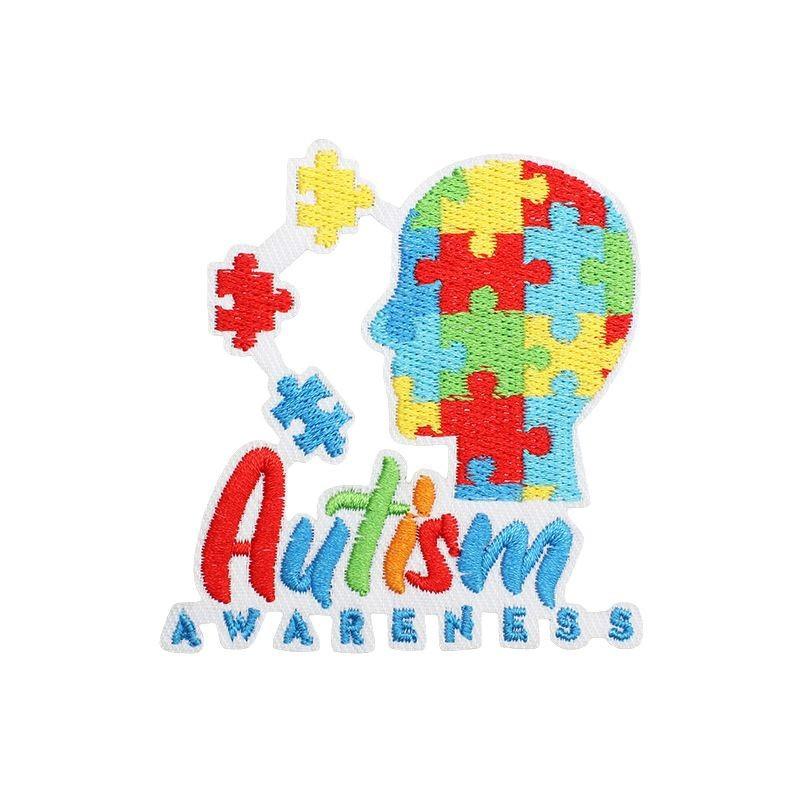 Färg pussel broderi tyg klistermärke liten dinosaurie dator broderi etikett tecknad sköldpadda autism kampanj patch klistermärke strykning