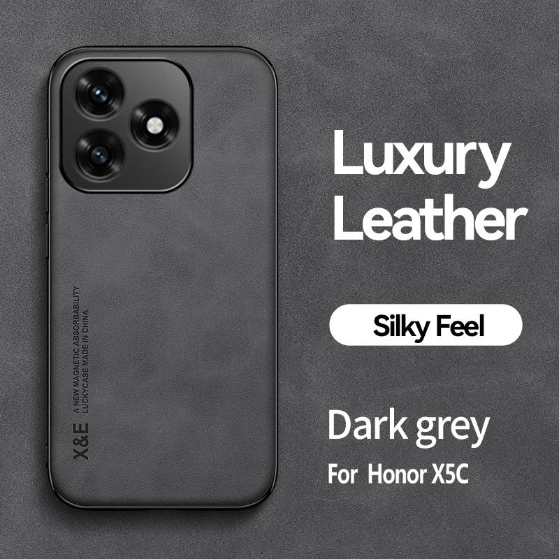 KEYSION Luxury Retro PU Leather Case for HONOR X5c Soft Silicone+PC Shockproof Phone Back Cover for Huawei Honor X5C