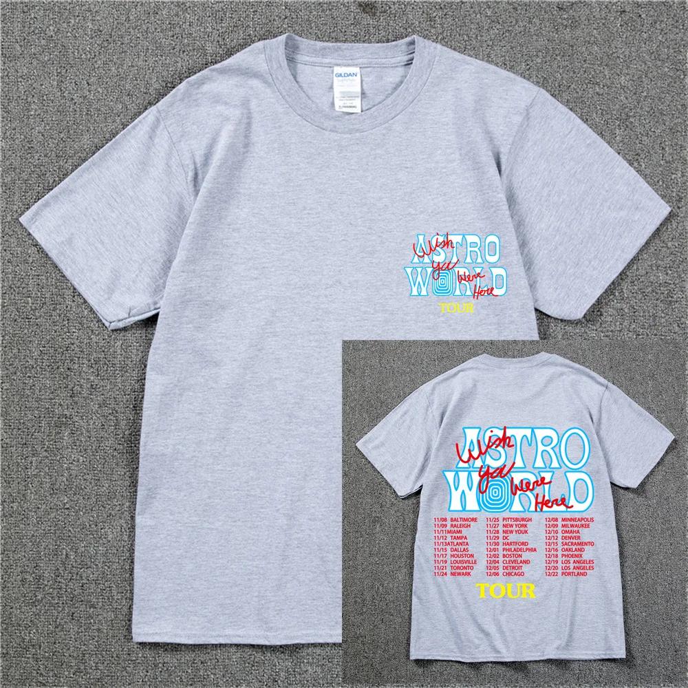 New Summer Hip Hop T Shirt Unisex Women Cactus Jack Harajuku T-Shirts WISH YOU WERE HERE Letter Print Tee Tops