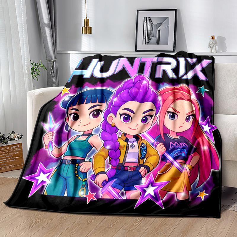1pc Blanket Kpop Hunter12 Print Design, Lightweight Blanket for Sofa, Bed- Soft &Warm, Gift for All Seasons like Christmas, Halloween