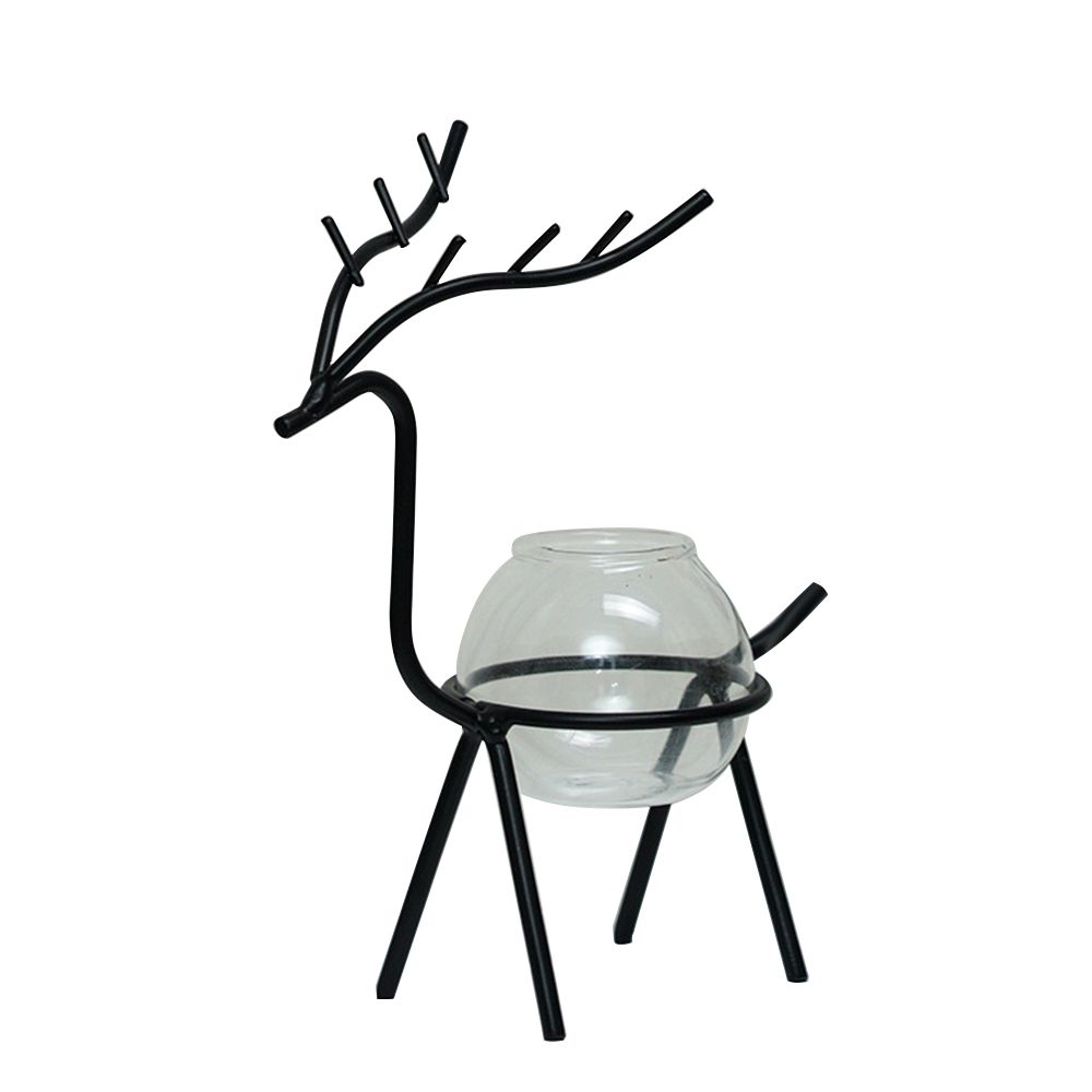 

Украшение для дома в форме олененка, цветочный горшок для растений, стеклянная ваза, горшок для гидропонных растений, цветочная композиция black-1