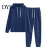 Women Casual Sports Suit 2 Pcs/Set Hoodie Pants Solid Color Plush Long Sleeves Thick Kangaroo Pocket And Leggings Top Elastic Waist Ankle-banded