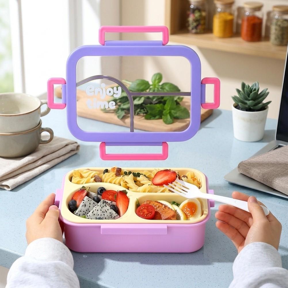 Three Distinct Compartments 3 Compartment Lunch Box Reusable Meal Prep Container
