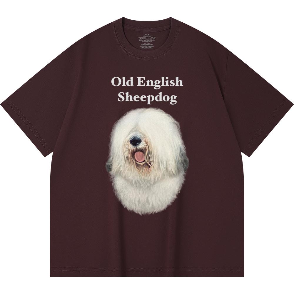 

Футболка из 100% хлопка плотностью 230 г/м2 с принтом старой английской овчарки, забавная футболка из чесаного хлопка в стиле Харадзюку 2XL вино красного