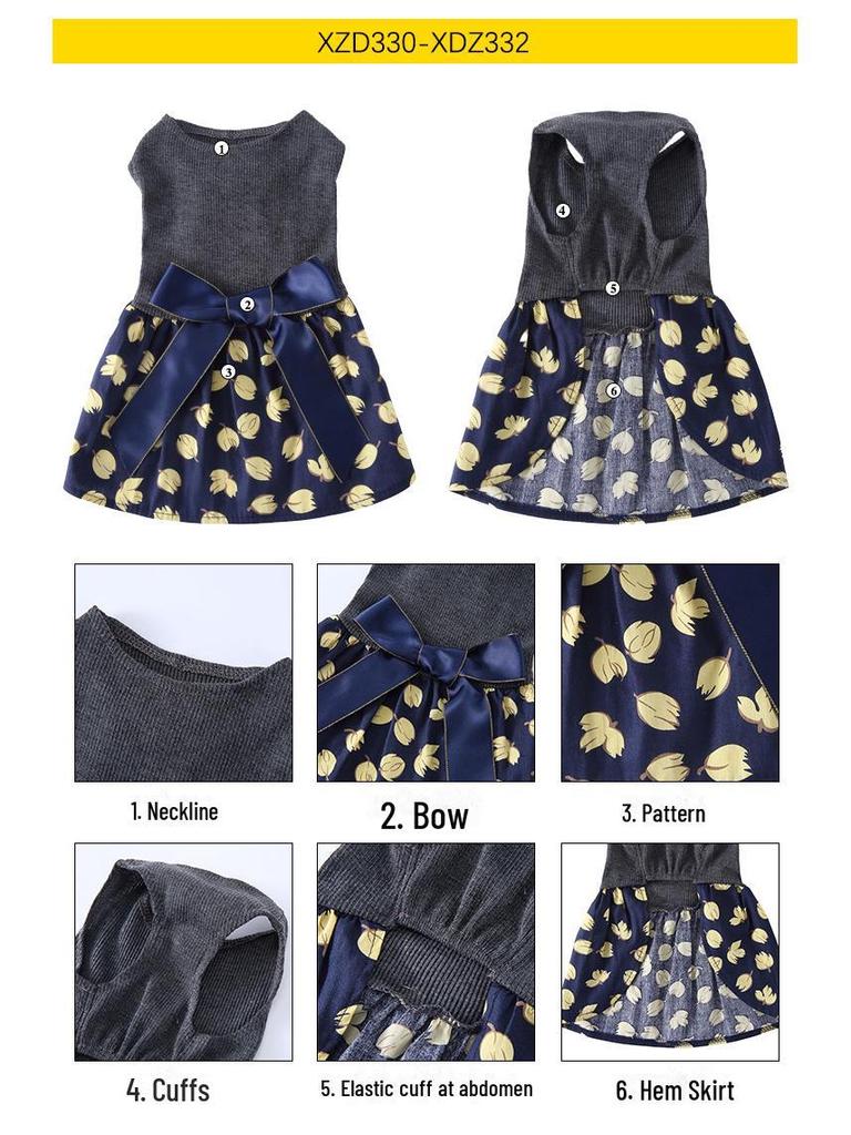 Summer Floral Mesh Dog Dress - Sunflower Skirt for Pets