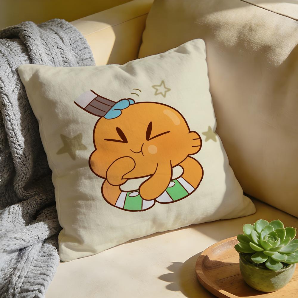 Cushion Cover Washed Linen Soft Breathable Decorative Case For Sofa Home Cartoon GGumball DDarwin Pillow cover
