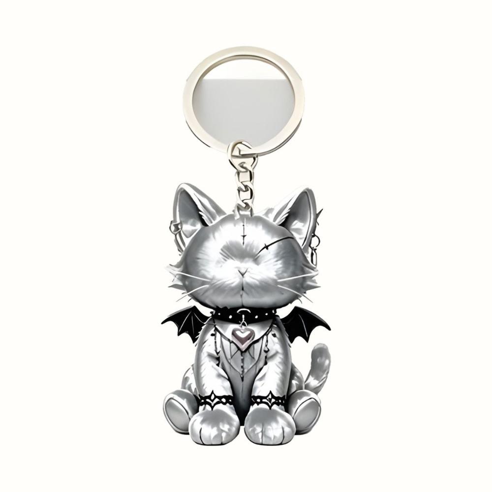 Acrylic Material Cat Keychain Wounded Cat Style Kitten Pendant Y2K Acrylic Keychain  Keychain Gift