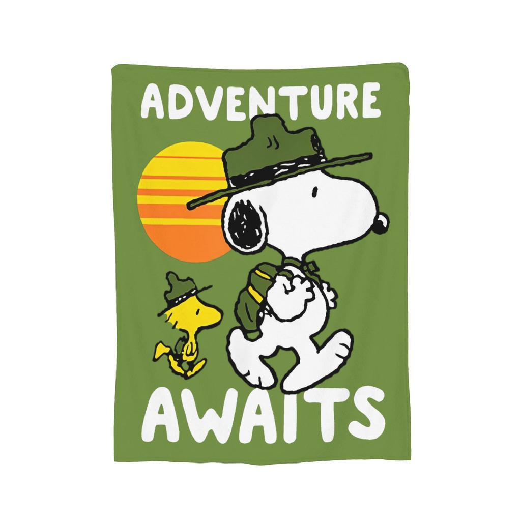 Snoopys & Woodstock Fun & Flowers Flannel Blanket Awesome Throw Blanket for Home Hotel Sofa 150*125cm Quilt,