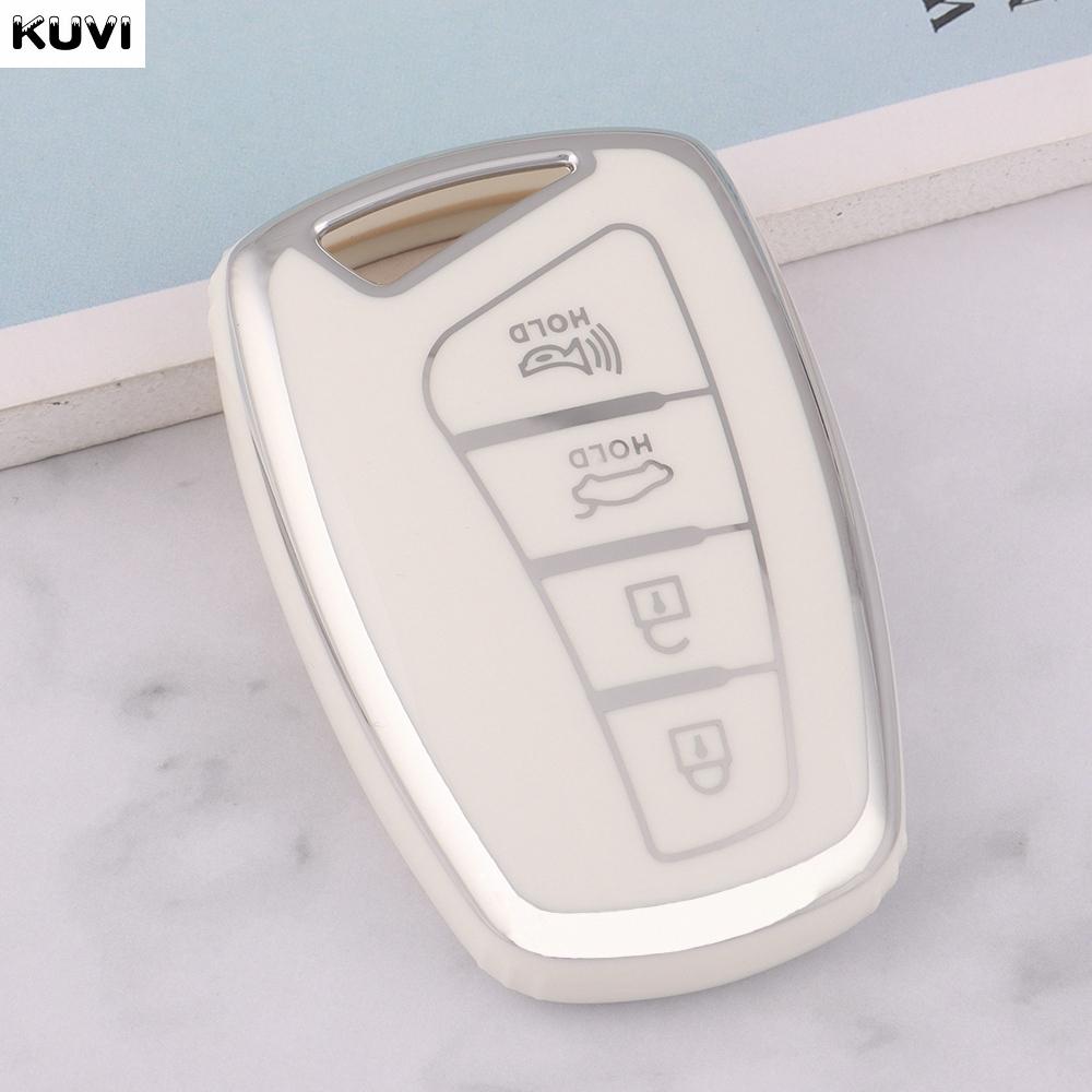 

Чехол для автомобильного пульта дистанционного управления TPU, чехол-брелок для Hyundai Santa Fe Sport Ix45 Equus Centennial Genesis G80 Grandeur Azera, аксессуары серебро белый