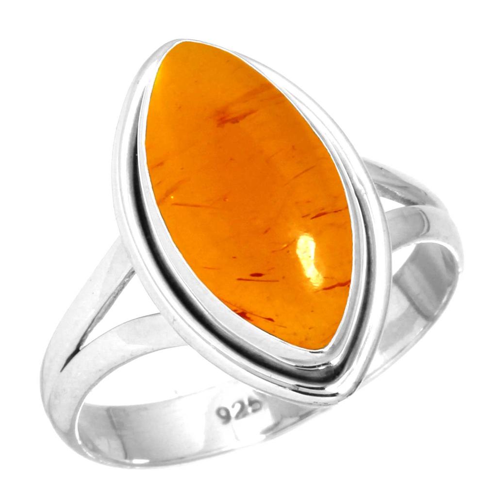 925 Sterling Silver Ring Women Gemstone Handmade Jewelry Birthday Gift Amber Amethyst Black Onyx Carnelian Garnet Quartz Green Onyx Gold Stone