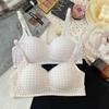 Japanese Sweet Lace Plaid Girls' Underwear Women's Small Breasts Slightly Gathered Without Steel Rims, Comfortable and Thin Without Steel Rims, Bra