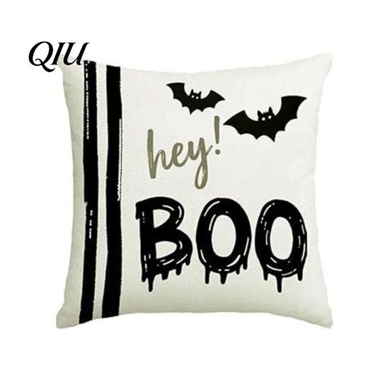 Washable Decorative Pillow Covers Halloween Ghost Cushion Cover, Spooky Skull Throw 18x18 Cases Inch Case for Living Room Sofa Couch Decor Farmhouse