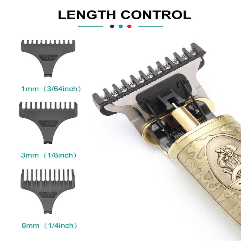 Metall Doppelklingen Retro Design Herren Heim Elektrischer Haarschneider und Bartschneider Professionell Wiederaufladbar Kabellos Herren Haarschneider