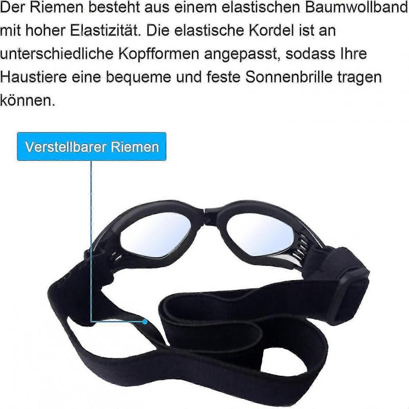 Dog Sunglasses Adjustable Strap For Uv Sunglasses Waterproof Protection For Small Medium Dogs Black