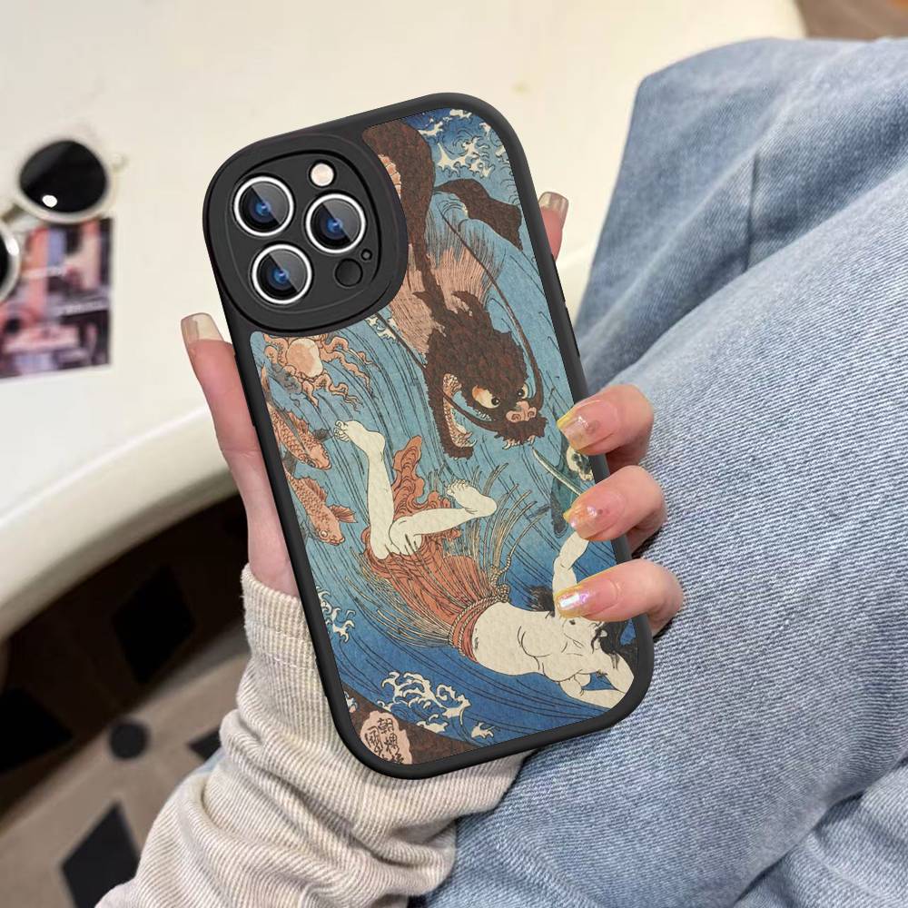 Utagawa Kuniyoshi Ukiyoe Art Leather Phone Case For Iphone 16 15 14 Plus 13 12 11 Pro Max Case