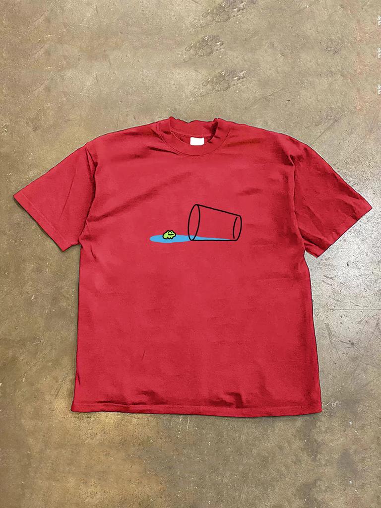 Cartoon Fun Creative Round Neck Newmodel Personality Clothes Oversized Unisex Tshirt Fashion Hip Hop Street Trendy Cotton Soft