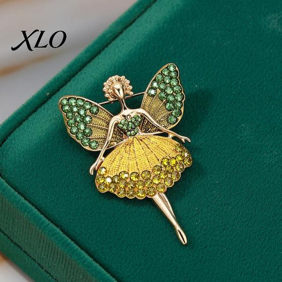 Shirt Accessory Sparkling Rhinstone Ballet Fairy Brooch, Winged Dancer Girl Alloy Lapel Metal Bag Pin Pin, Women Jewelry Accessories for Suit