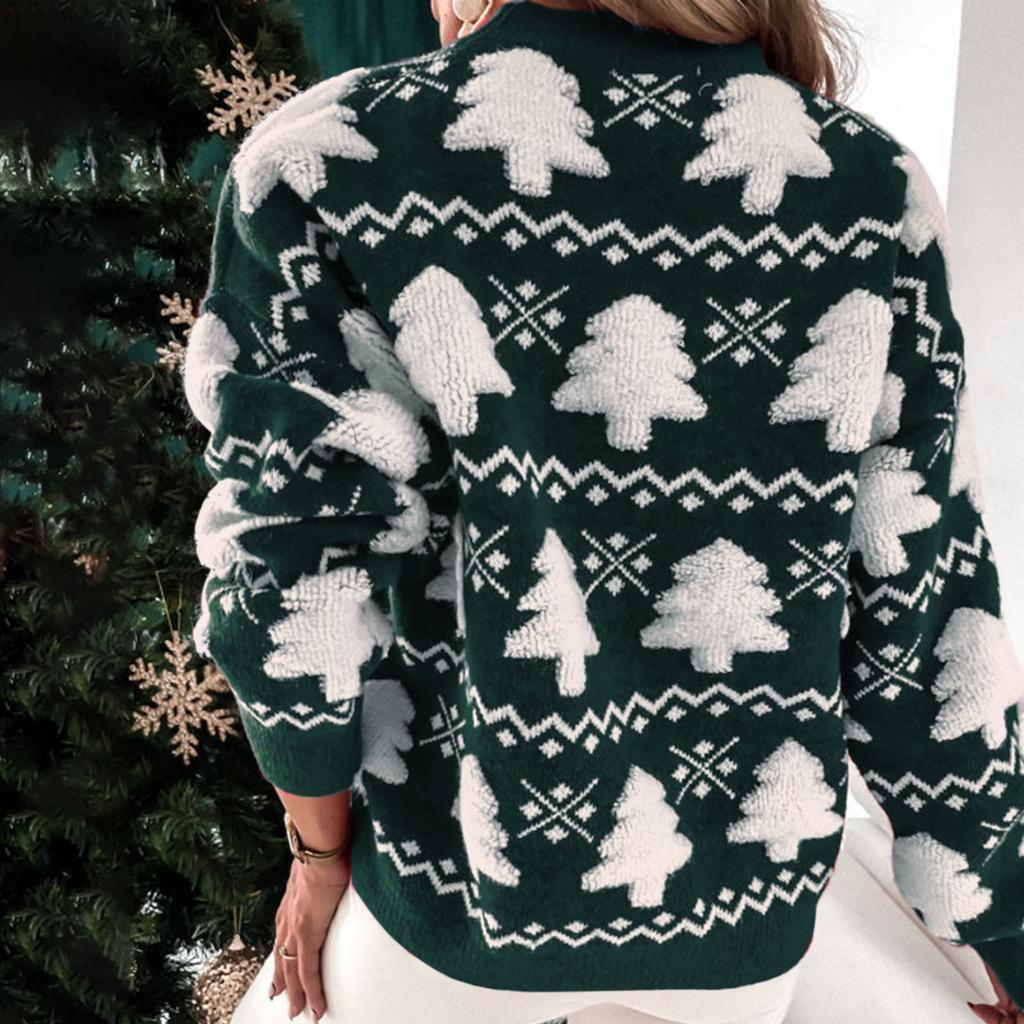 Women's Fashion Christmas Sweater Half Tall Neck Long Sleeve Sweater
