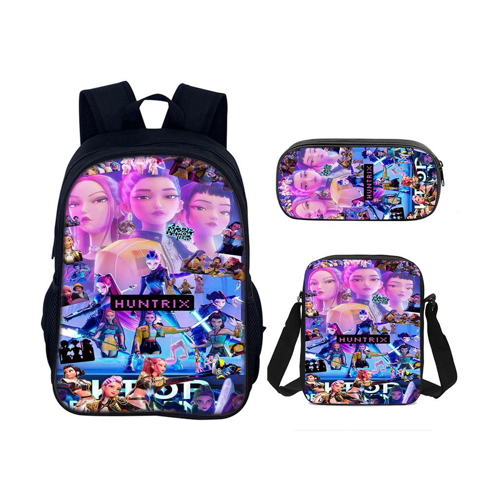 Kpop Demon Hunters Student School Bag Satchel Pencil Case Three-Piece Set Demon Hunters Backpack Set