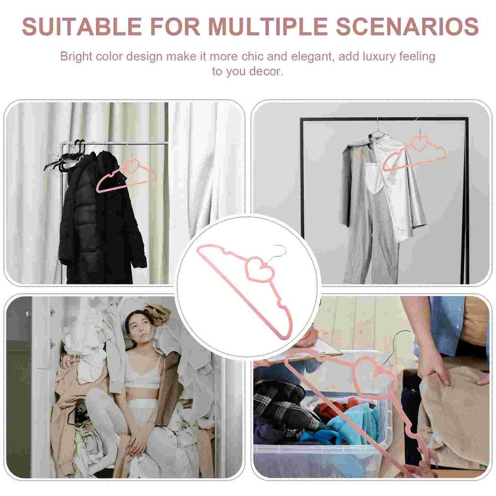 20 Pcs Heart Shaped Hanger Portable Bright Color Clothes Hanger Plastic Wardrobe Storage Home ganization Non Slip Closet