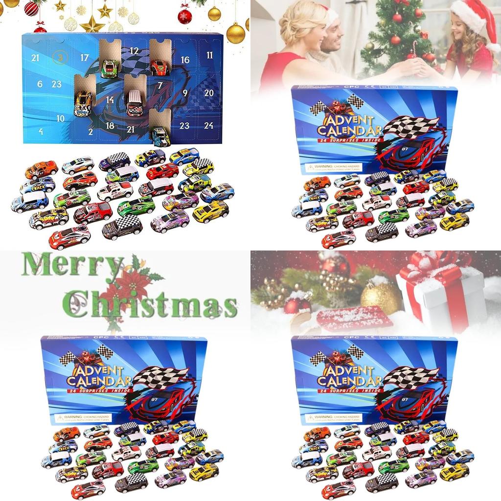 Advent Calendar Countdown Toy Cars Set For Kids Featuring 24 Unique Collectible Designs