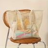 Colorful Summer Beach Tote Bag for Women – Mesh Shoulder&Crossbody with Polyester Lining – Ideal for Travel & Outdoor Activities
