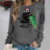 Dámské tričko Anime Kočičí potisk Topy s dlouhým rukávem Vintage svetr Bavlna s výstřihem do tvaru Y2k Dámské oblečení Oversized Street Pullover