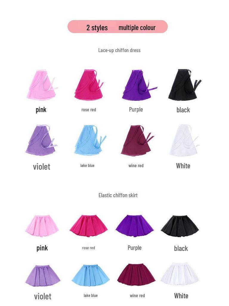 Girls' Chiffon Ballet Dance Apron Skirt - One-Piece Chinese Dance Costume