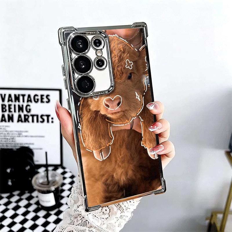 Niedliche Handyhülle mit Hochlandrind-Motiv für Samsung Galaxy S24, S25 FE, S26 Edge, S23 Ultra, S22, S21 Plus, S20 – sturzsichere Airabag-Schutzhülle