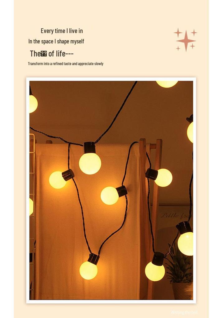 Outdoor Camping LED G50 Bulb String Lights - Big Round Decorative Battery-Powered Atmosphere Lighting