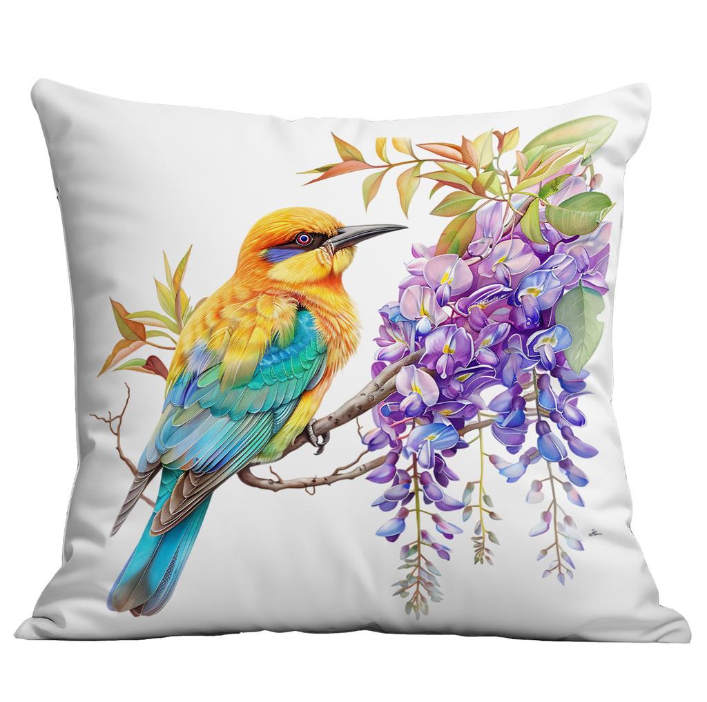New Spring Flower and Bird Print Pillowcase Home Living Room Sofa Cushion Pillowcase