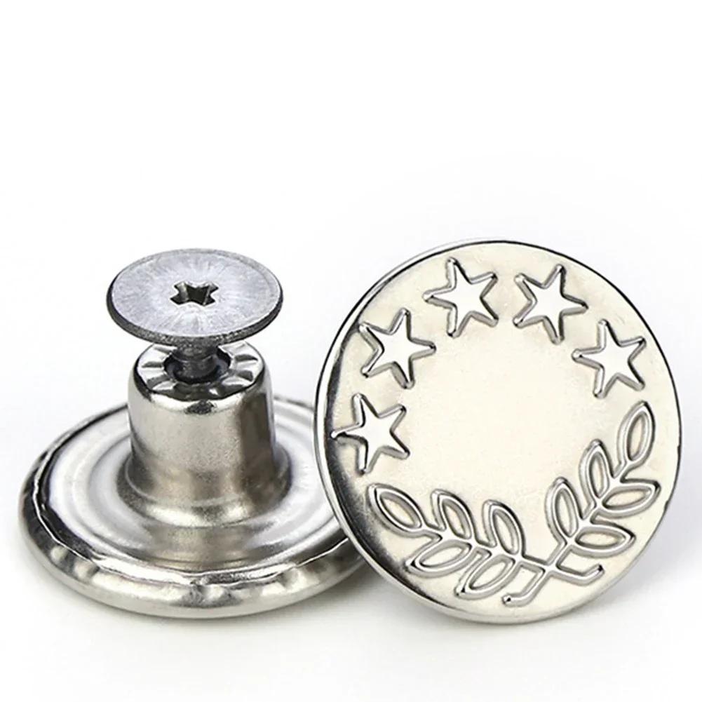 10ks náhradních knoflíků na džíny 17mm Sada na opravu kovových knoflíků bez šití Bez hřebíků Vyjímatelné knoflíky na džíny Šicí příslušenství