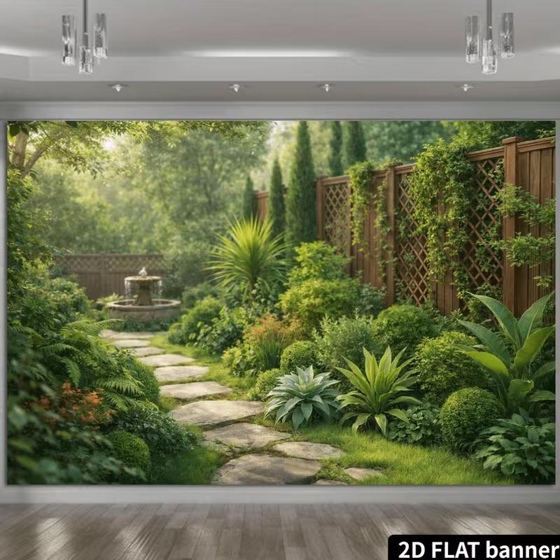 2D Sunlit Woodland Garden Portrait Photo Backdrop