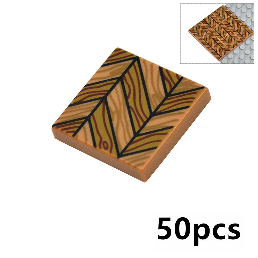 

50Pcs Printed Tile 2x2 Floor Wall Assembled Building Blocks Decoration Bricks Smooth Ceramic MOC City House Construction Toys