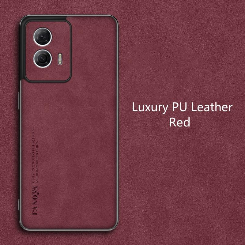Für Motorola G85 Hülle Luxus Leder Komfort Handyhülle Für Moto G85 5G Weiche Silikonhülle Kameraschutz Stoßfester Stoßfänger For Motorola G85 rot